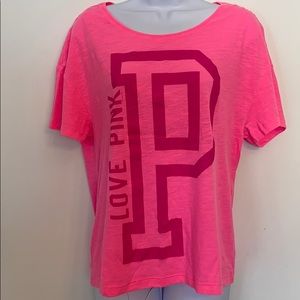 VS Pink 2012 neon pink “P” Love Pink T-shirt